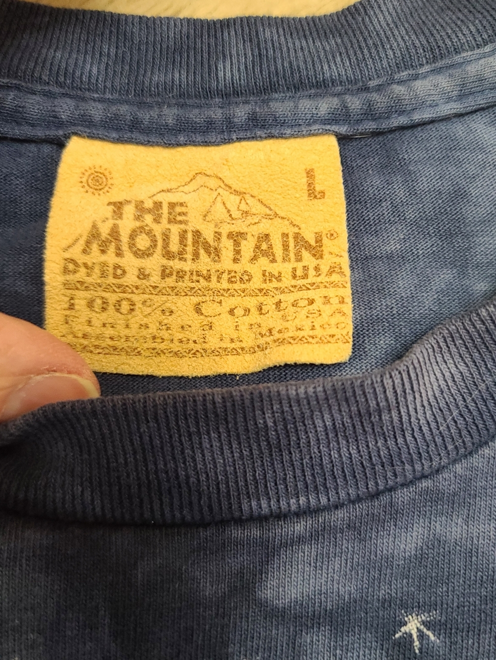 Vintage The Mountain Blue Washed Tie Dye Graphic Tee with Bear And Moon - Picture 2 of 5